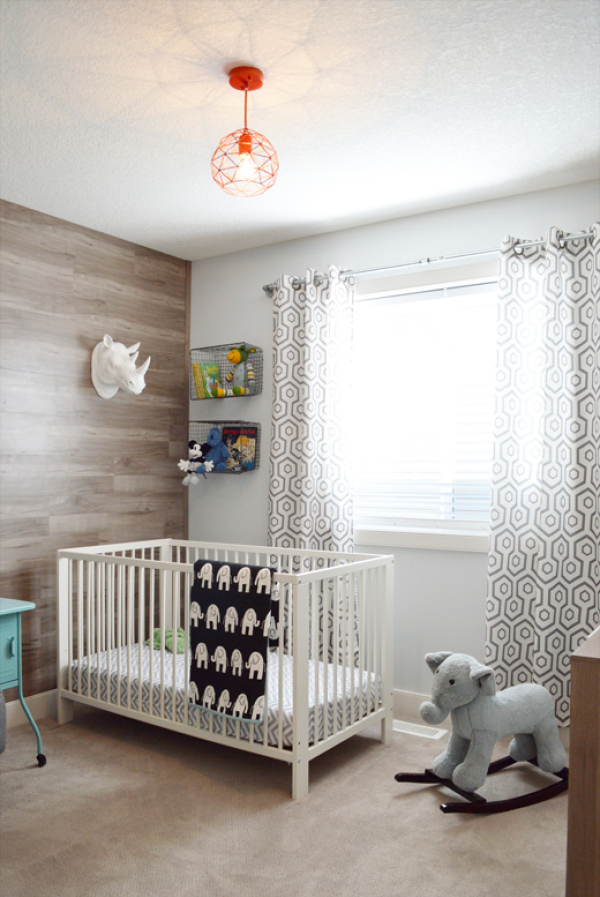 Un hermoso cuarto de bebé gris con toques industriales - Casa Haus