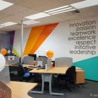 Diseño de oficinas corporativas con pintura y vinilos