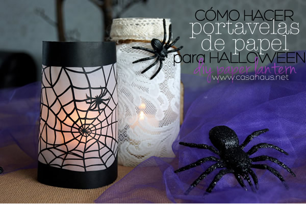 DIY paper lanterns for Halloween // Portavelas de papel para Halloween y Día de Muertos // Casa Haus