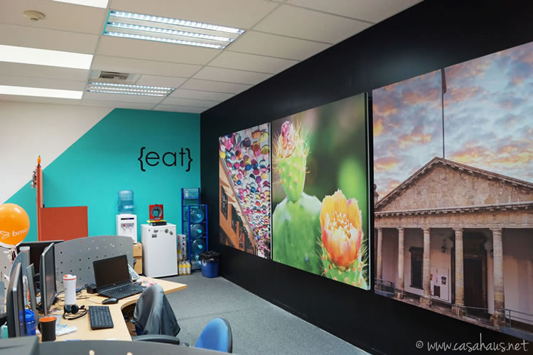 BMC Software corporate office design (paint and decal only makeover) / Transformación de oficinas con sólo pintura y viniles por Casa Haus Deco