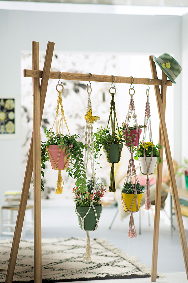 Macetas colgantes con plantas