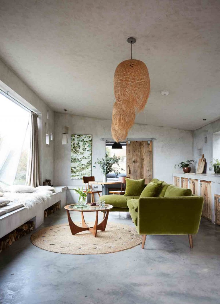 Interiores de concreto: Hermoso espacio abierto de sala, comedor y cocina