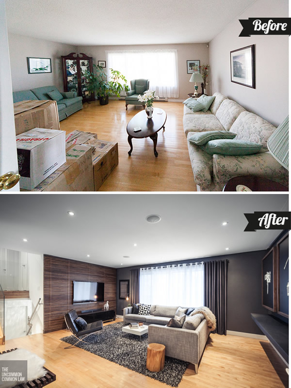 Antes y después: Sala contemporánea via Casa Haus