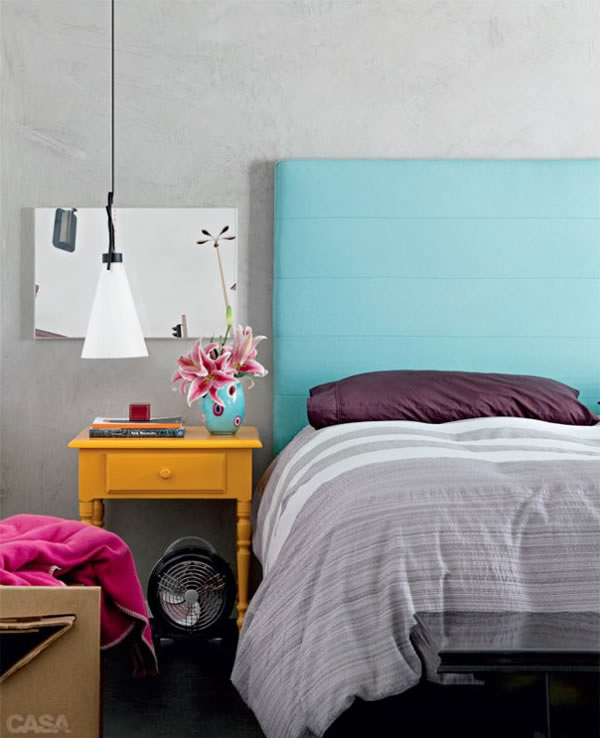 Concrete and tiffany blue for the bedroom / Concreto y turquesa para la recámara // Casa Haus