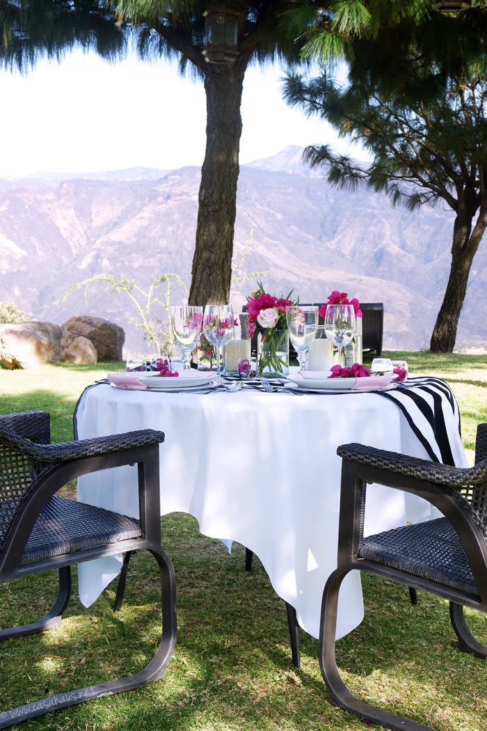 Romantic Spring table setting for two / Una mesa romántica y primaveral por casahaus.net