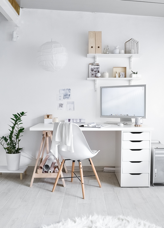 Workspace Makeover | Antes y después: Hermosa oficina en blancos | casahaus.net