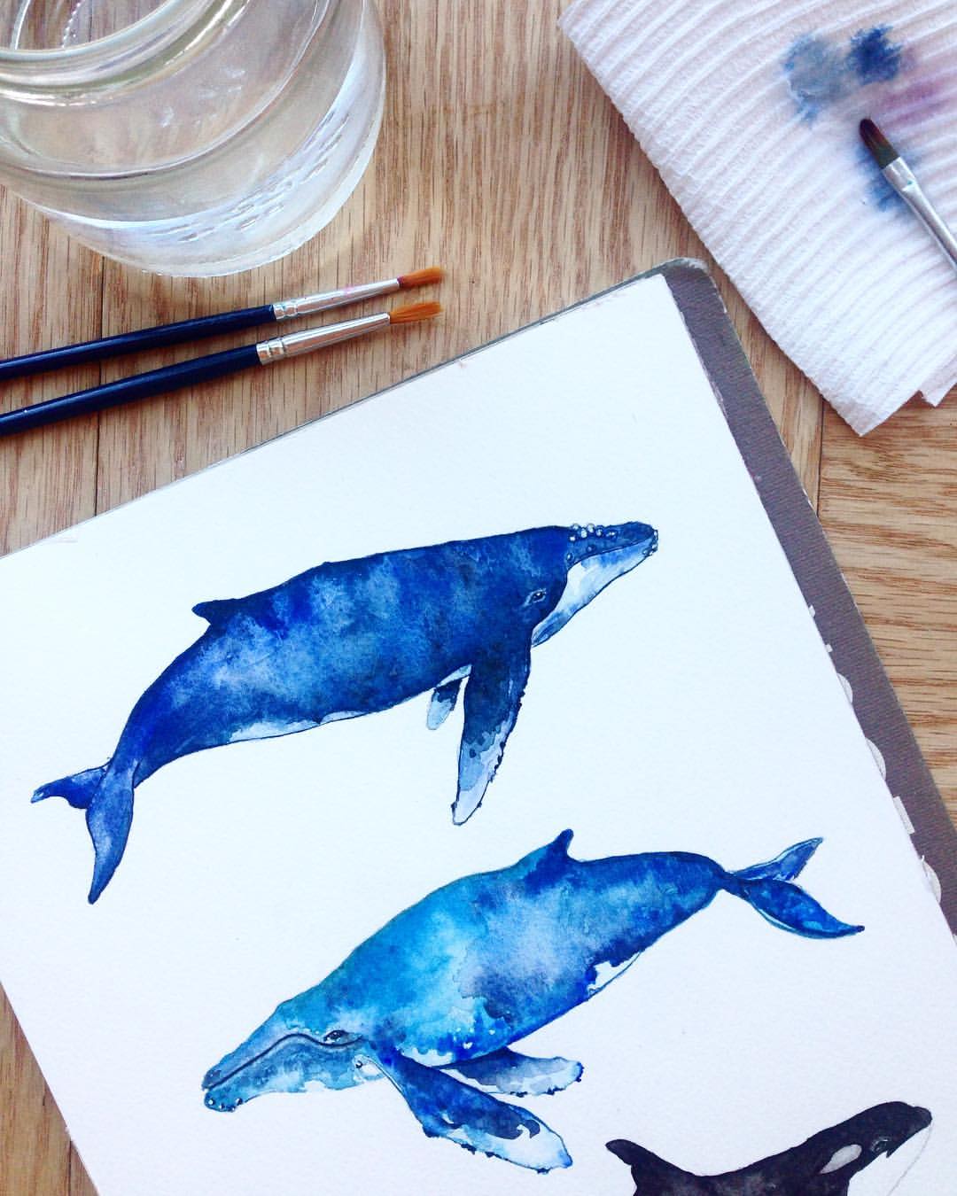 Whales watercolor / Ballenas en acuarela - Casa Haus Decoracion